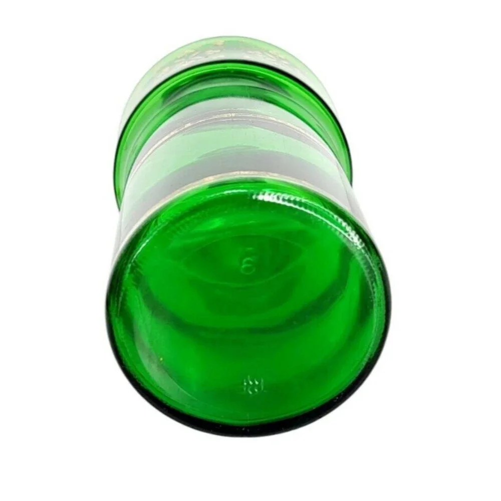 VTG MCM 60s JAY Emerald Green Glass Barware Liqueur Decanter 24kt Gold Clovers